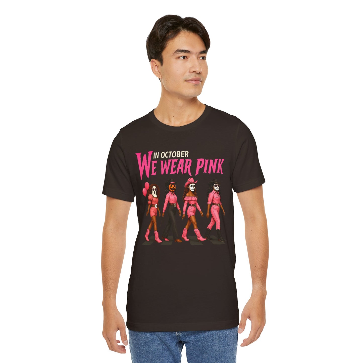In October We Wear Pink Shirt – Spooky Cowgirl Western Halloween Tee