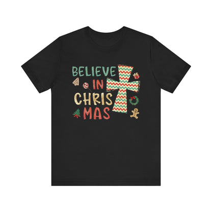 Believe in Christ-Mas Shirt – Retro Christian Jesus Vintage Holiday Faith Tee