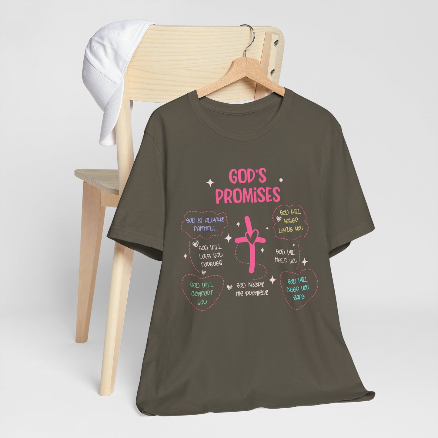 God’s Promise Shirt – Christian Rainbow Cross Bible Verse Faith Scripture Tee