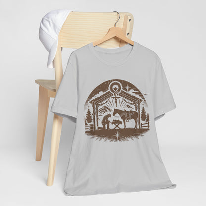 Praying Cowboy Christmas Shirt – Western Nativity Christian Holiday Tee