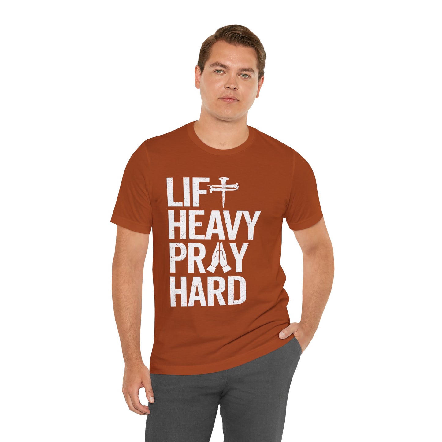 Lift Heavy Pray Hard Cross Nails Trendy Christ Gym Vintage T-Shirt