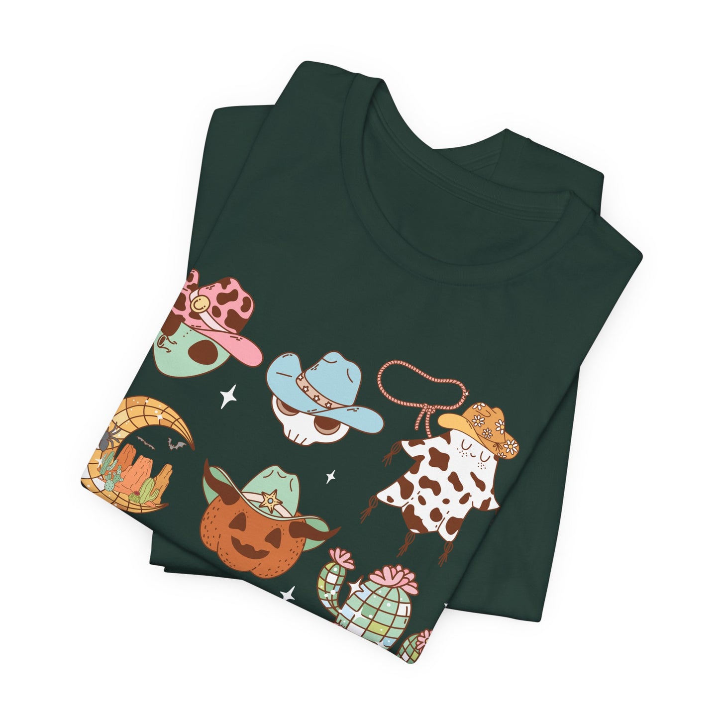 Western Halloween Cowboy Alien Rodeo Skull Spooky Ghost Kids T-Shirt