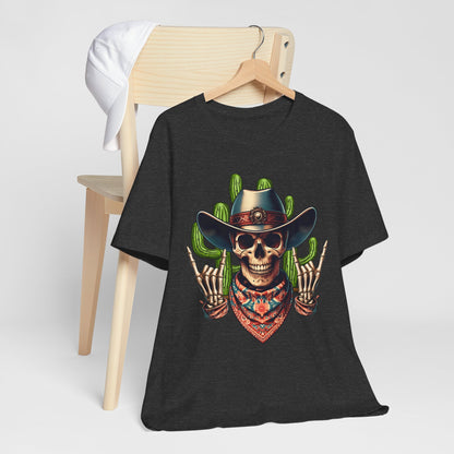 Skeleton Cowboy Howdy Shirt – Rock Hand Skull Western Rodeo Texas Tee