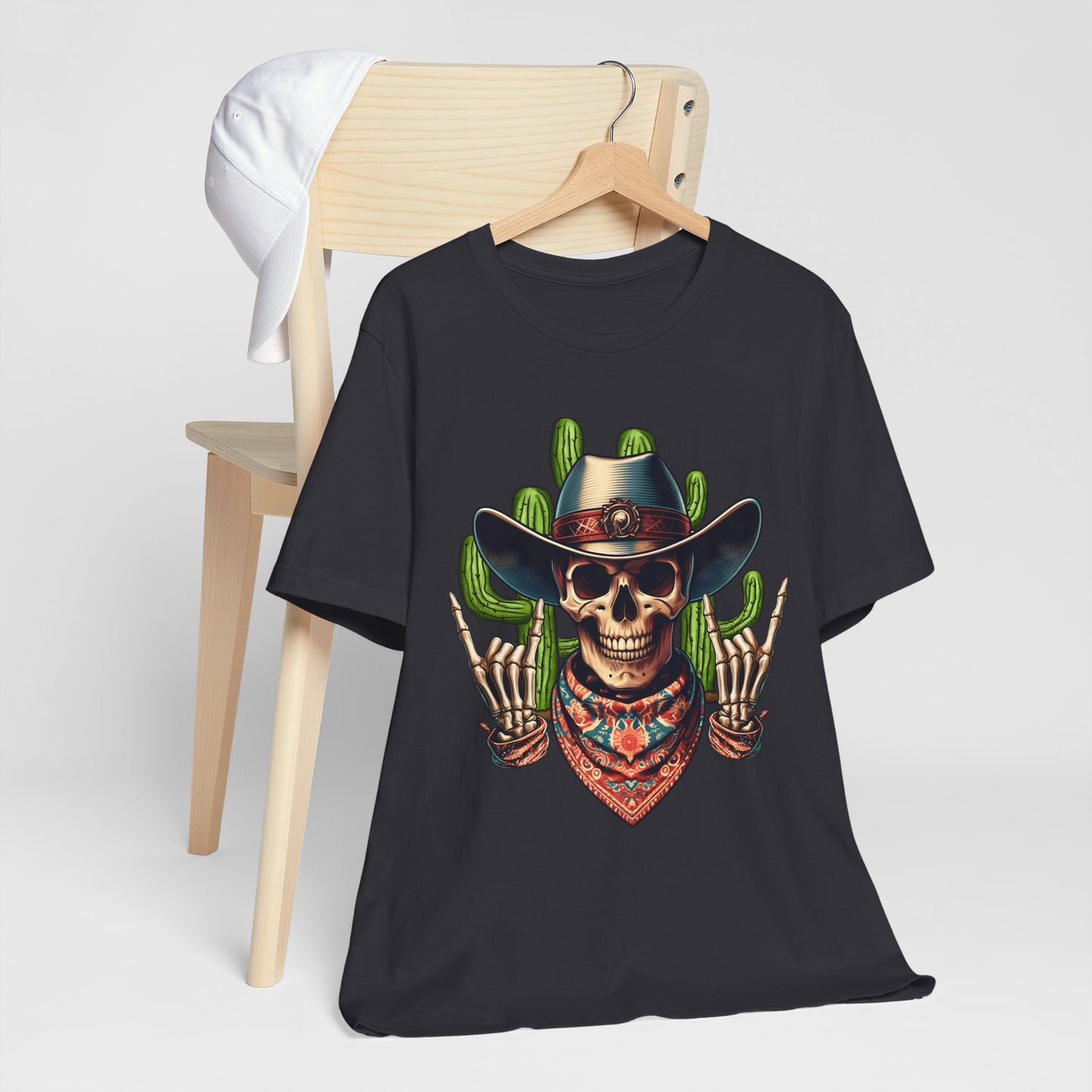 Skeleton Cowboy Howdy Shirt – Rock Hand Skull Western Rodeo Texas Tee