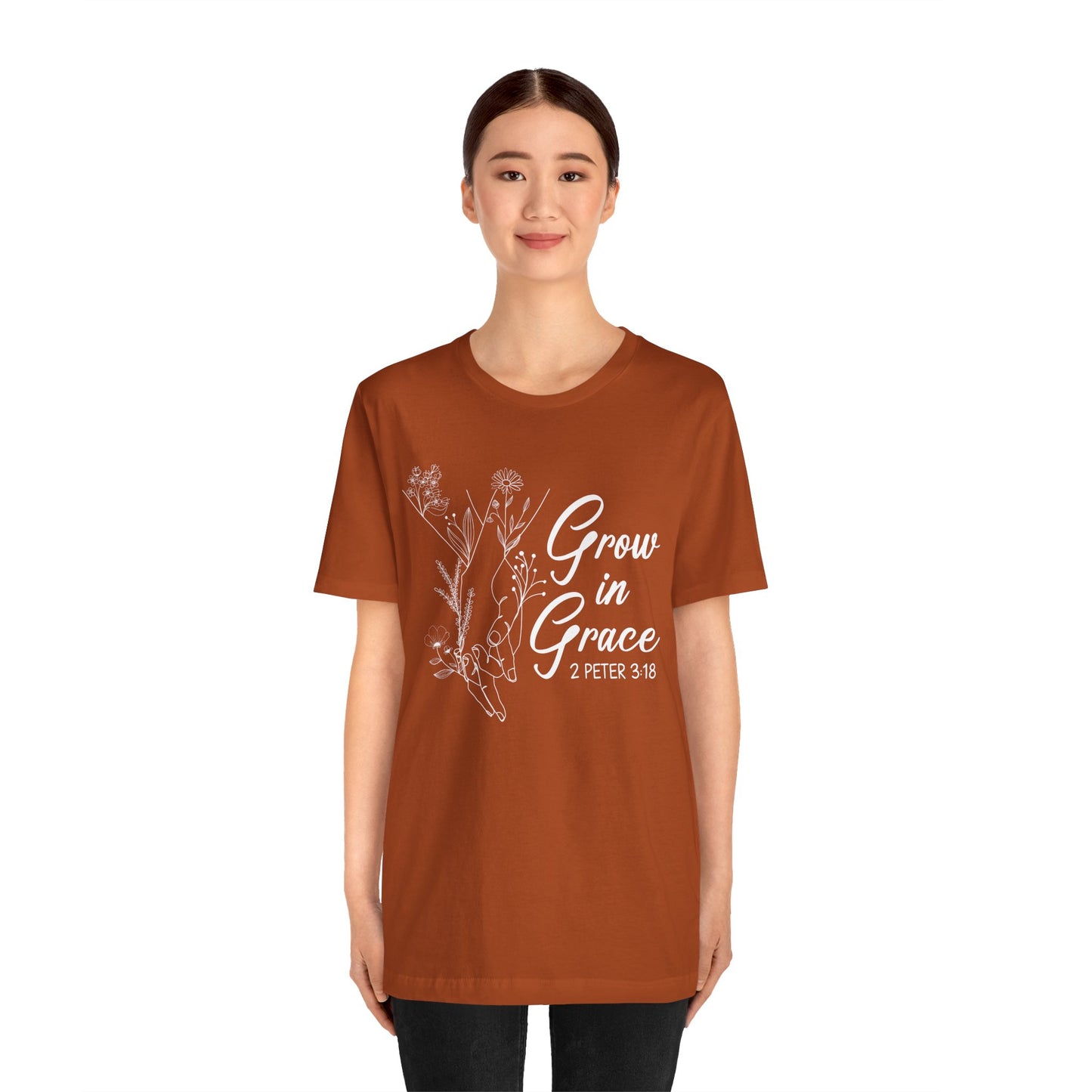 Grow in Grace Shirt – 2 Peter 3:18 Floral Christian Faith Bible Verse Tee
