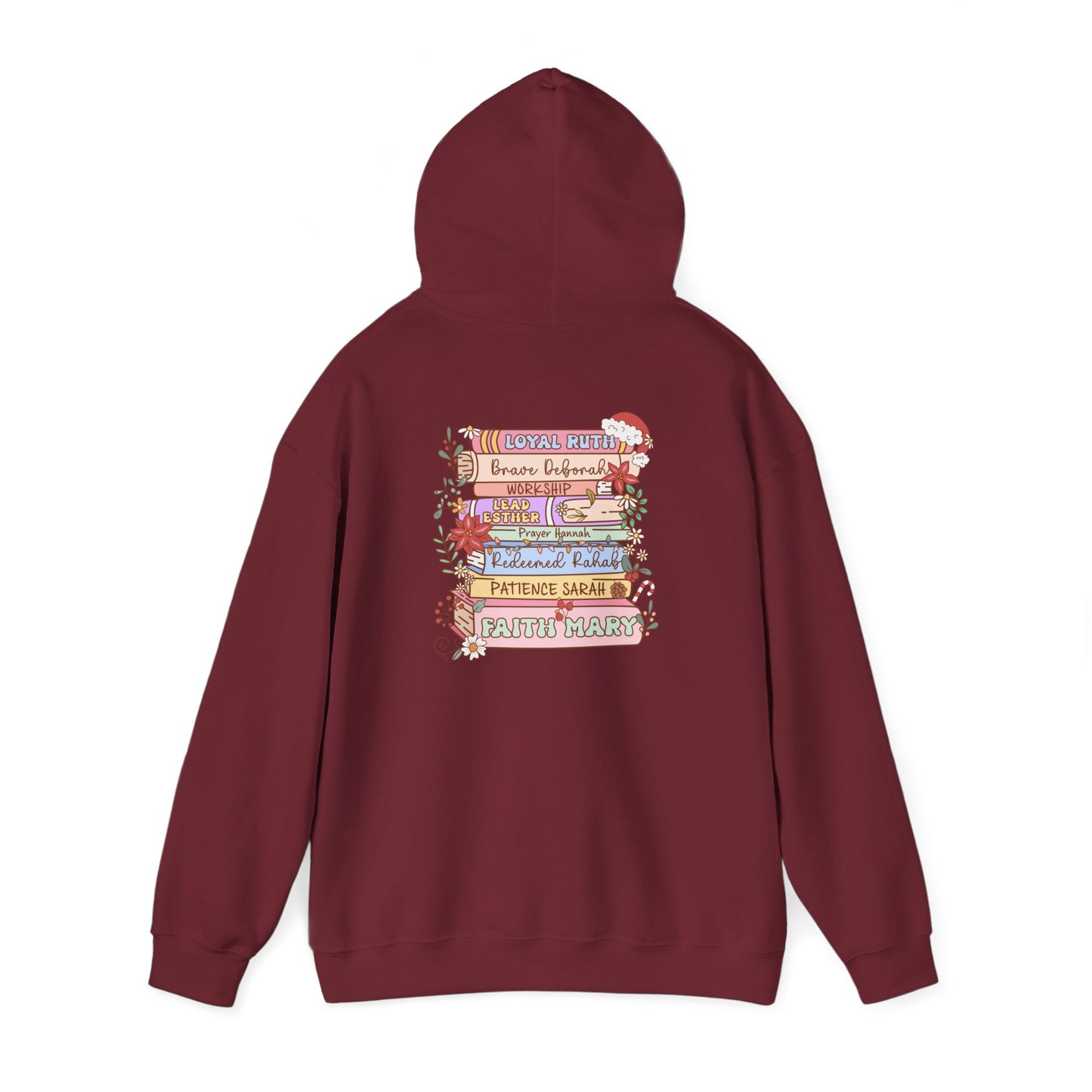 Christmas Bible Verse Hoodie – Christian Faith Jesus Book & Flowers Holiday Pullover