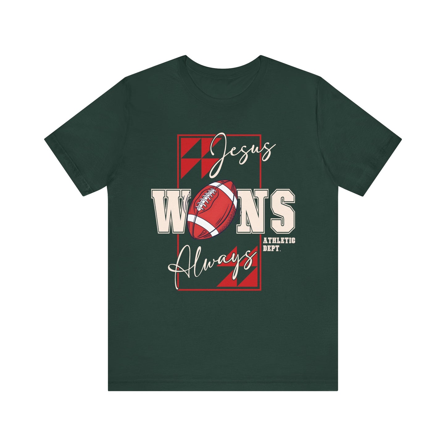 Jesus Wins Always Shirt – Christian Football Faith Player Sports Tee