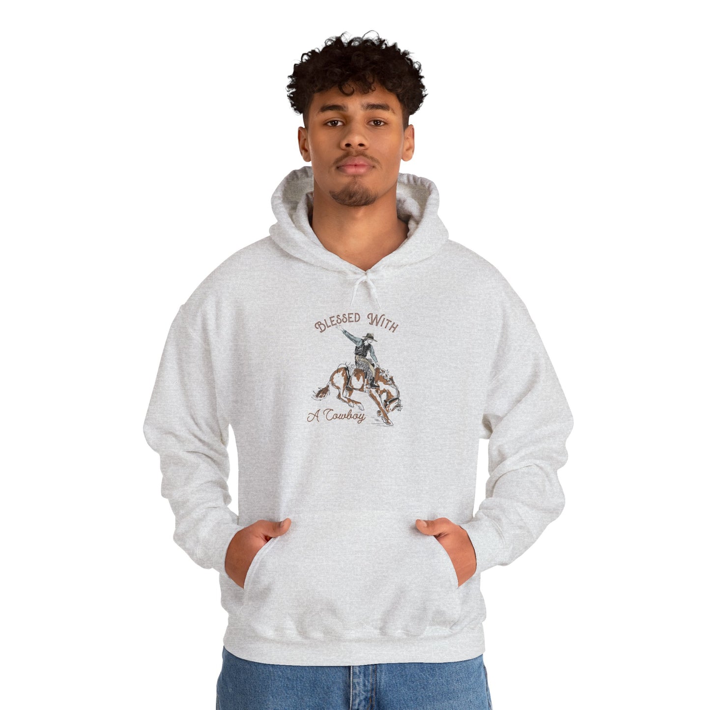 Blessed with a Cowboy Hoodie – Retro Christian Western Rodeo Country Pullover