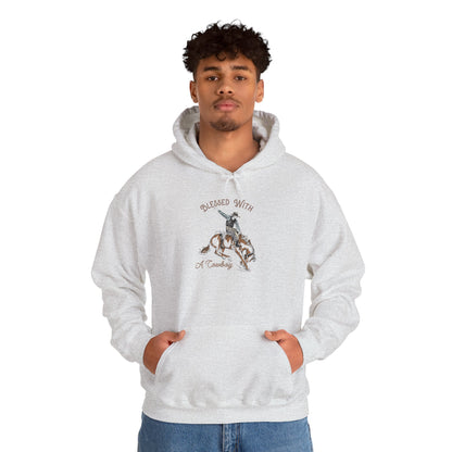 Blessed with a Cowboy Hoodie – Retro Christian Western Rodeo Country Pullover