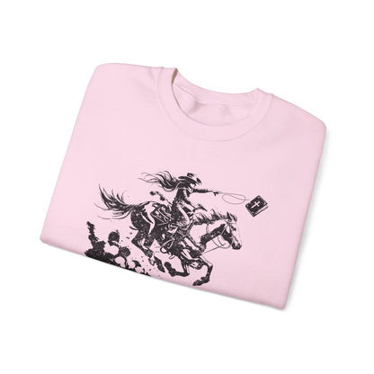Cowgirl Riding Horse Sweatshirt – Christian Scripture Western Rodeo Texas Pullover