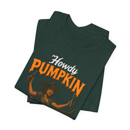 Howdy Pumpkin Shirt – Funny Black Cowgirl Western Halloween Tee