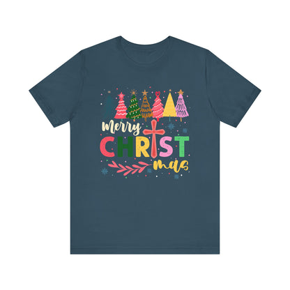 Retro Rustic Merry Christmas Shirt – Christian Cross Faith Holiday Tee