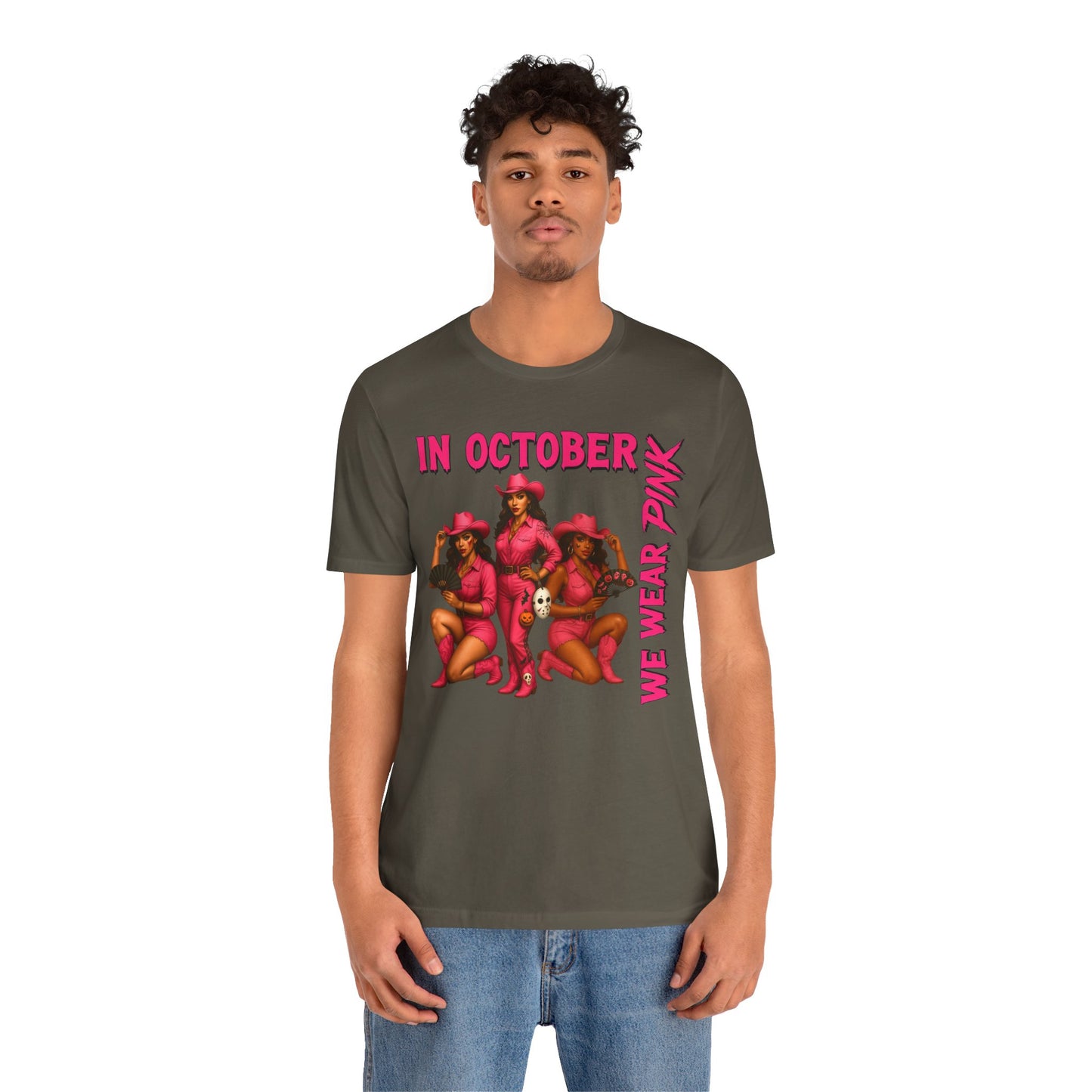 In October We Wear Pink Shirt – Western Cowgirl Breast Cancer Awareness Tee