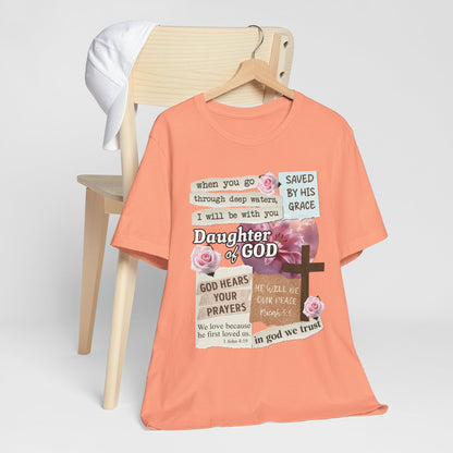 Daughter of God Shirt – Christian Floral Bible Verse Encouraging Faith Tee for Women