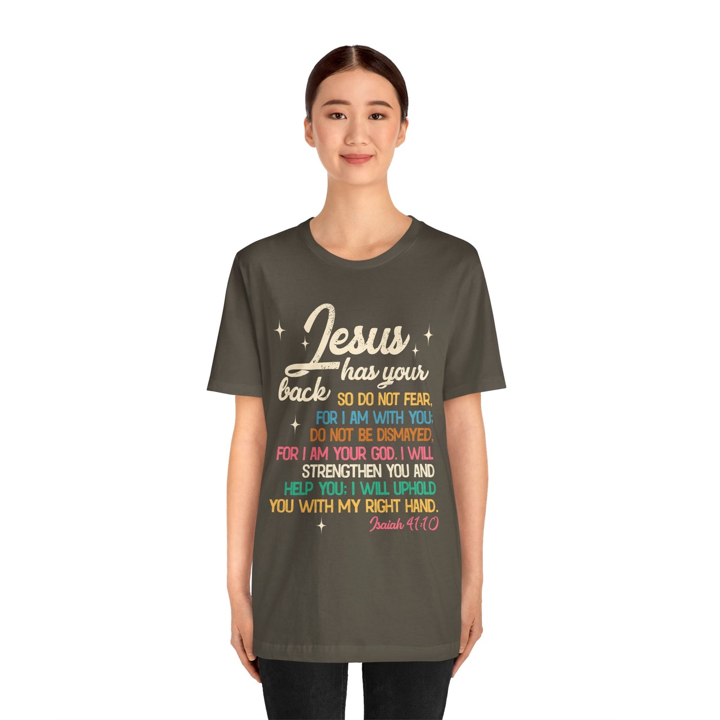 Jesus Has Your Back Shirt – Christian Bible Verse Encouraging Faith Scripture Tee