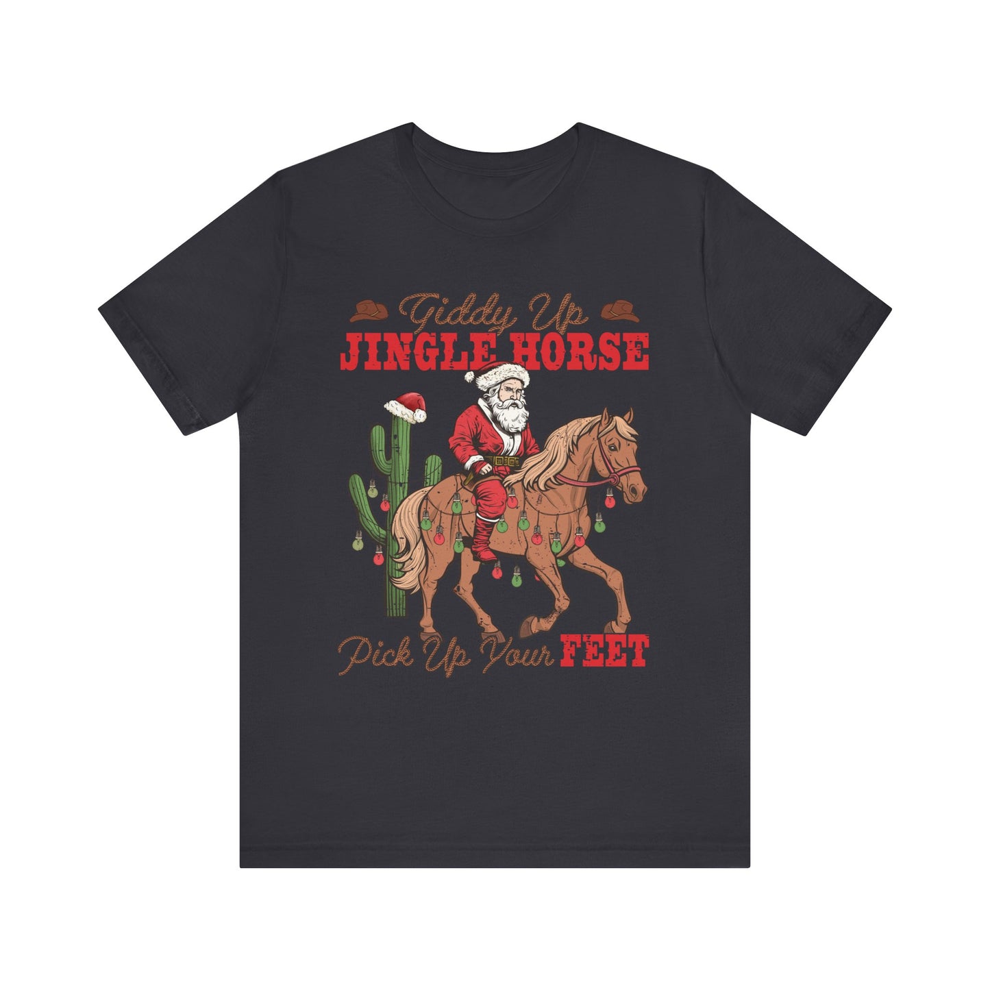 Giddy Up Jingle Horse Shirt – Retro Howdy Christmas Western Cowboy Holiday Tee
