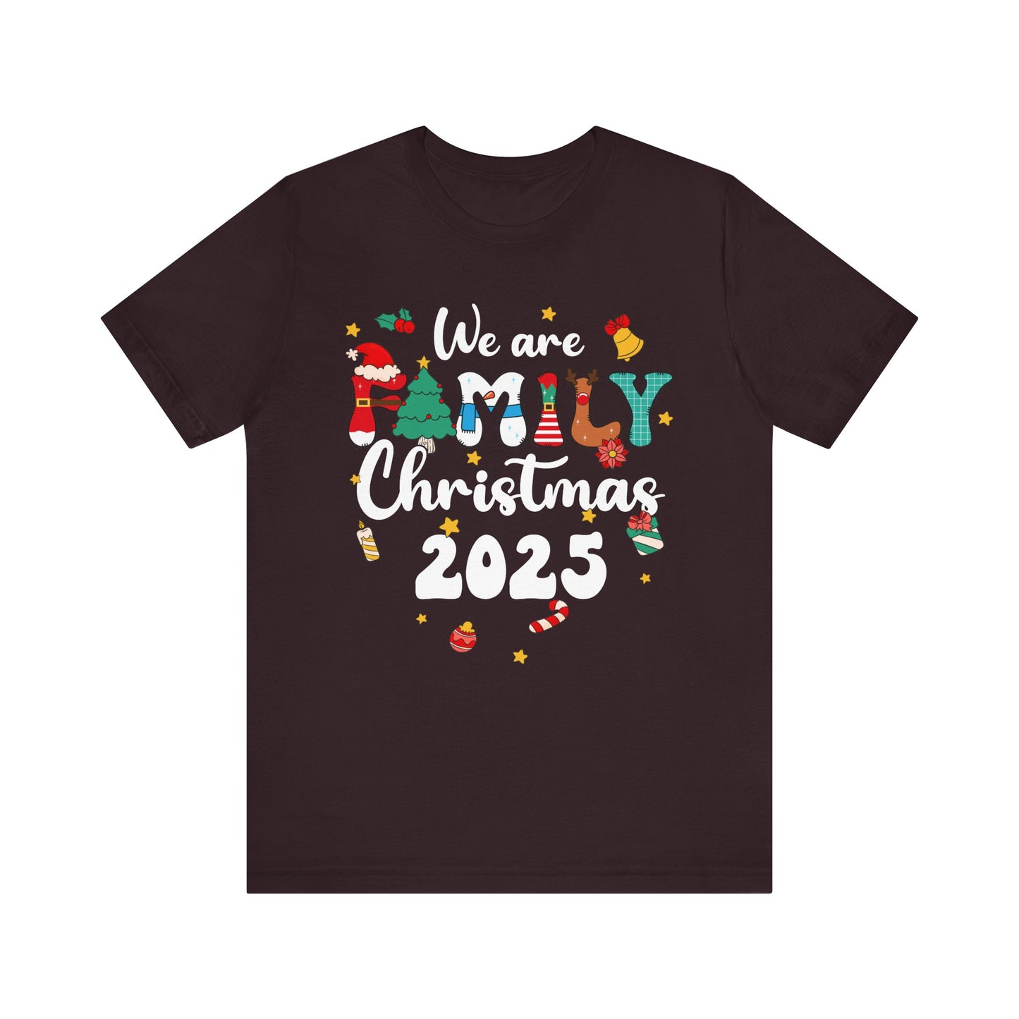 We Are Family Christmas 2025 Shirt – Groovy Snowman & Xmas Tree Matching Tee