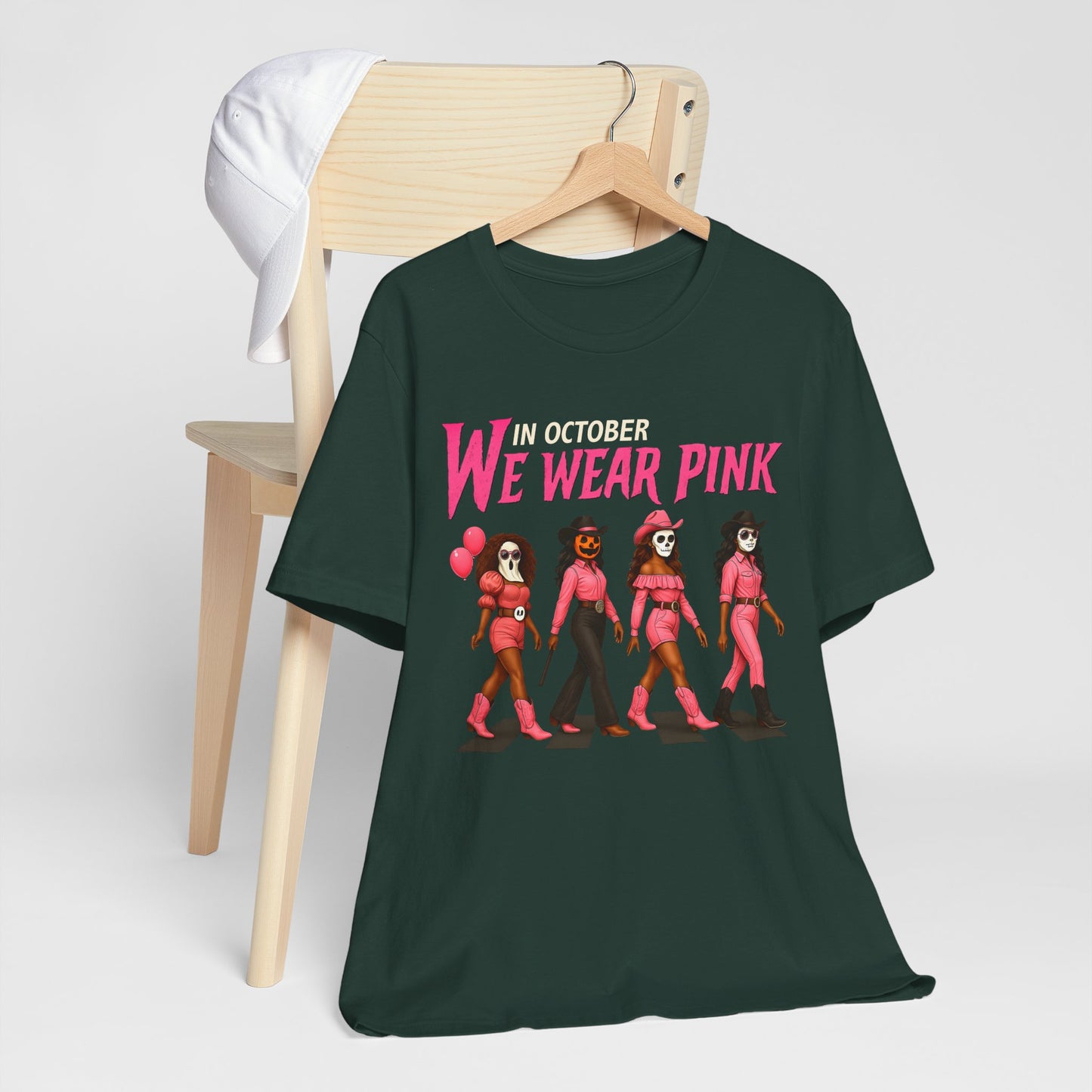 In October We Wear Pink Shirt – Spooky Cowgirl Western Halloween Tee
