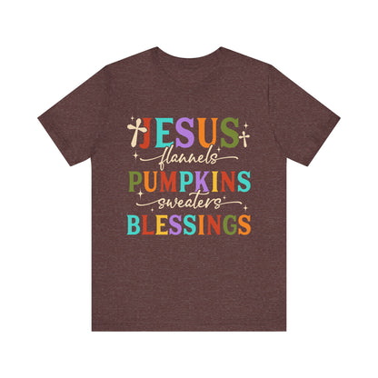 Jesus Flannels Pumpkins & Blessings Shirt – Christian Fall Thanksgiving Tee