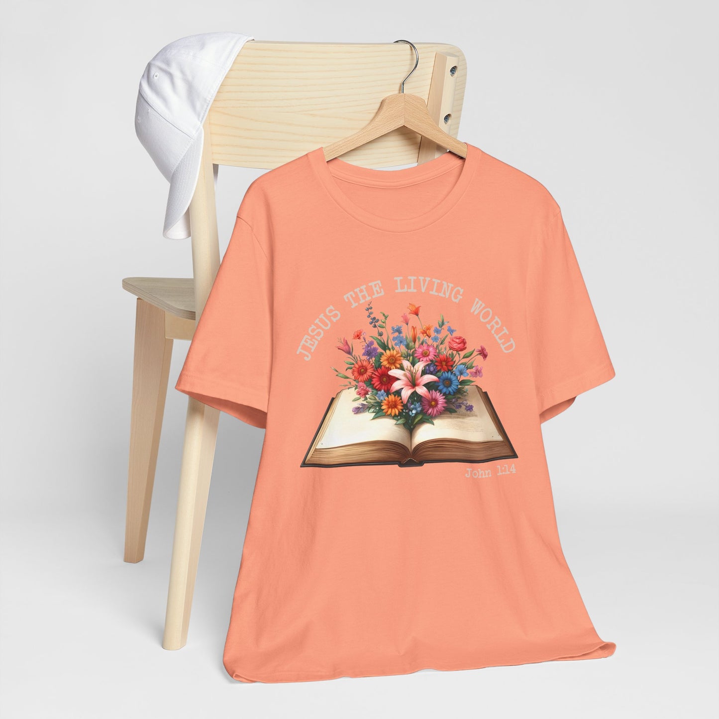 Jesus the Living Word Shirt – Christian Flower Bible Verse Book Lover Tee