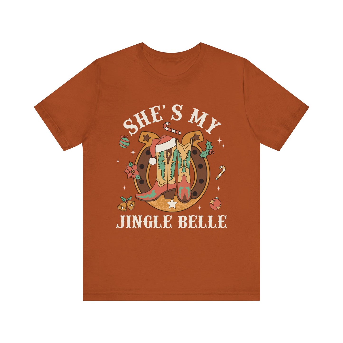 She’s My Jingle Bell Shirt – Cute Western Cowboy Cowgirl Matching Christmas Tee