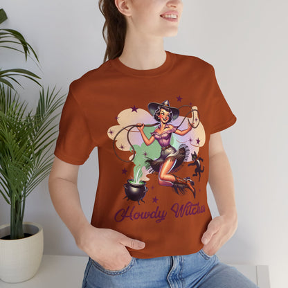 Howdy Witches Cowgirl Halloween Rodeo Western Black Cat T-Shirt