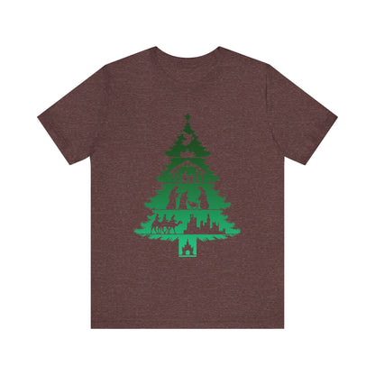 Nativity Christmas Tree Shirt – Christian Faith Holiday Pajama Top Tee