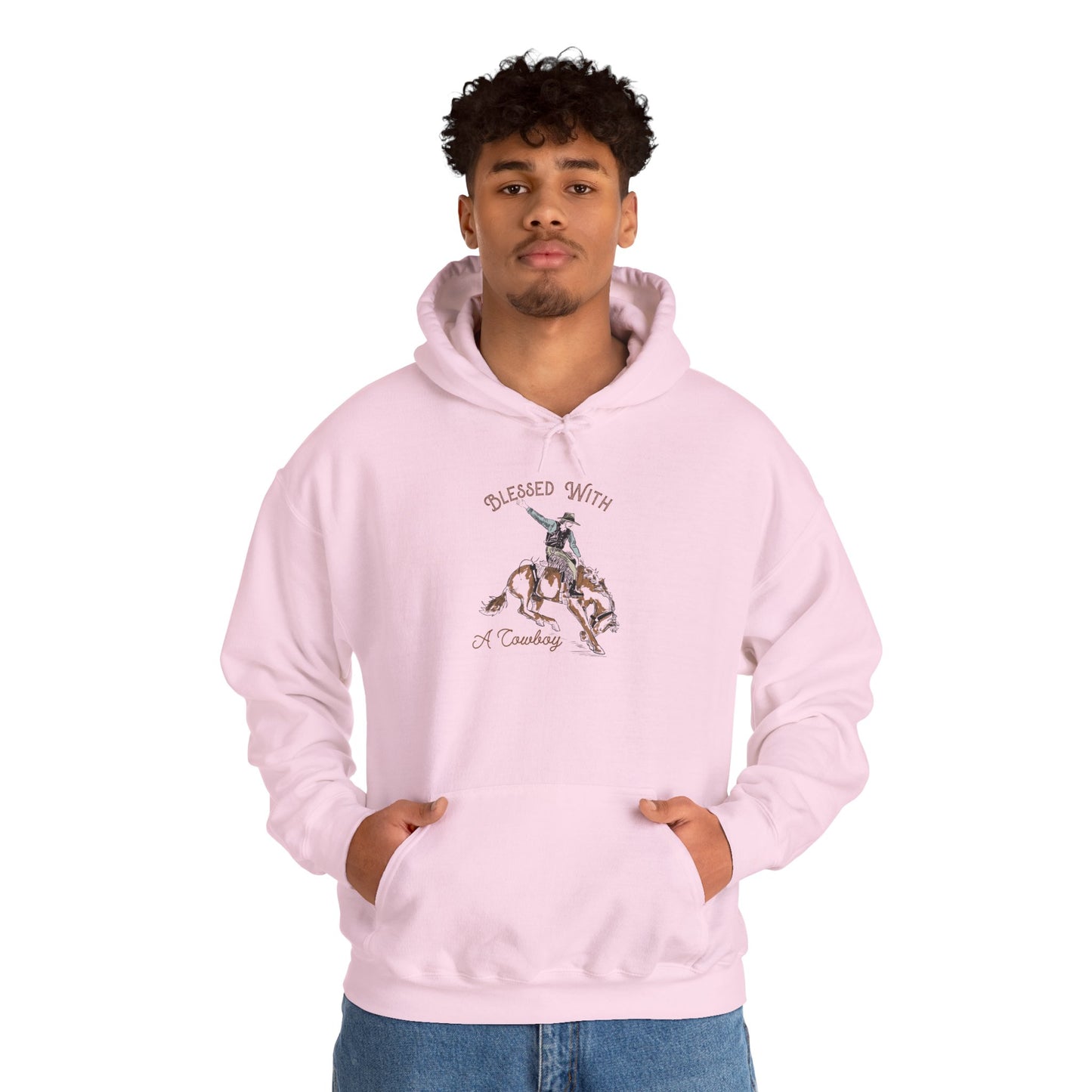 Blessed with a Cowboy Hoodie – Retro Christian Western Rodeo Country Pullover