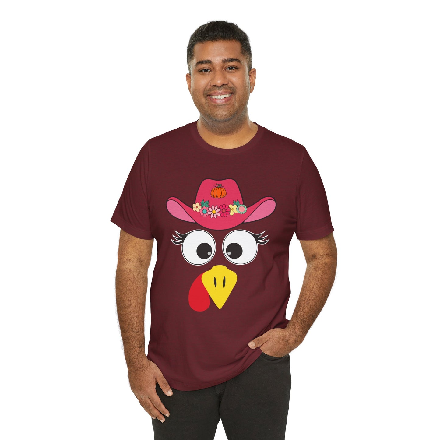 Thanksgiving Matching Couples Shirt Funny Turkey Face Cowboy Cowgirl Tee