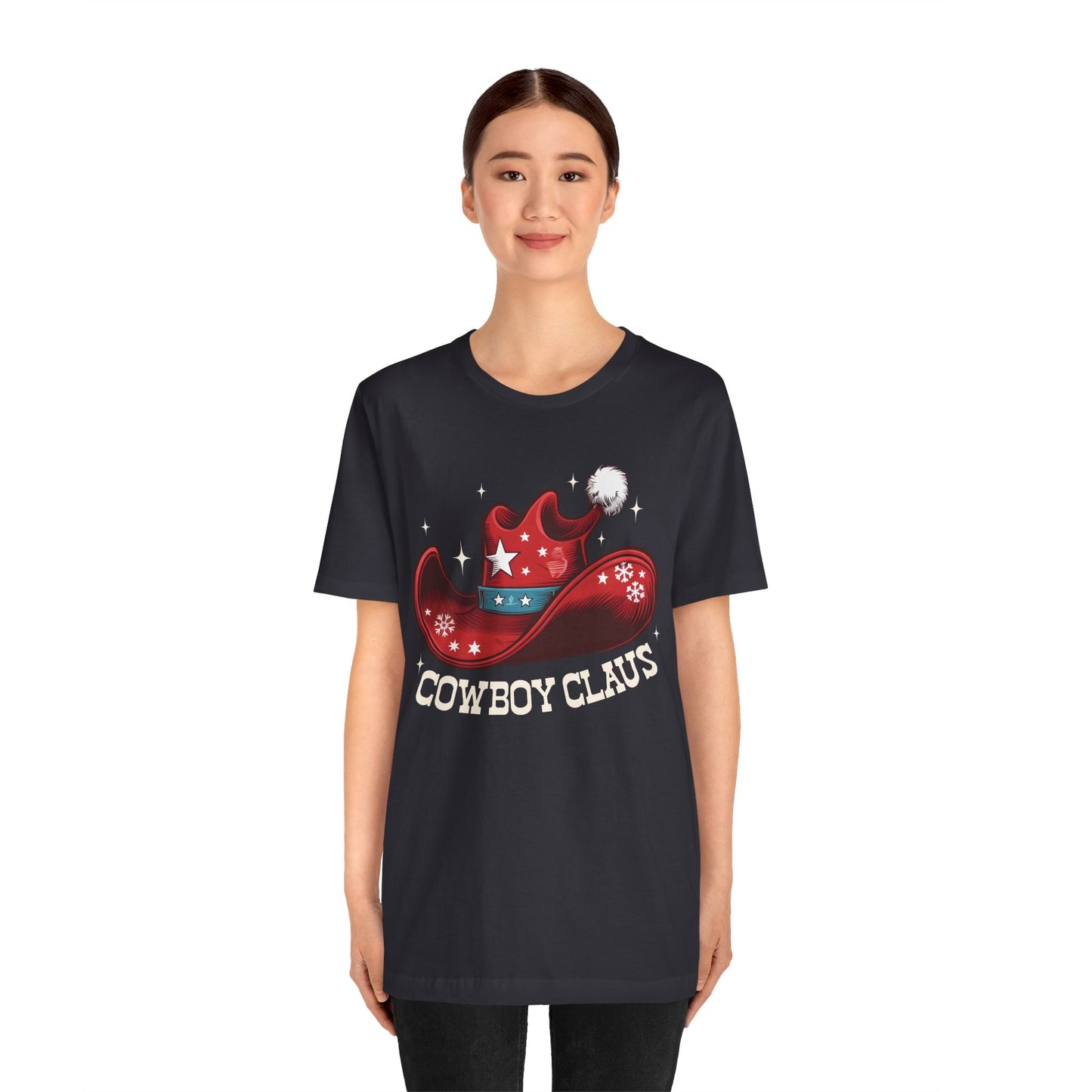 Cowboy Claus Christmas Shirt – Western Santa Hat Funny Cowboy Holiday Tee