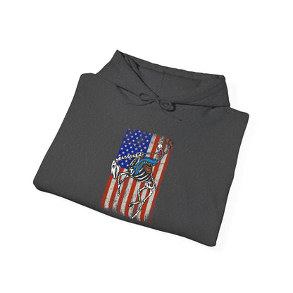 US Flag Skeleton Cowboy Hoodie – Western Horse Riding Rodeo Pullover
