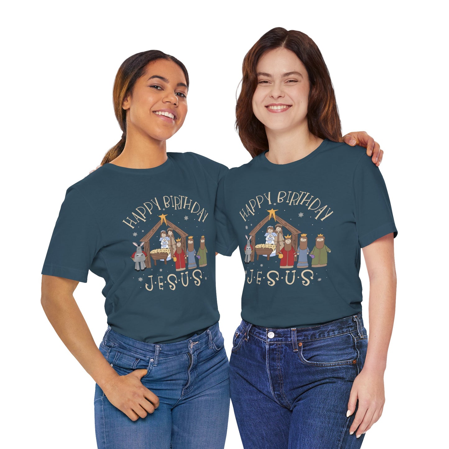 Nativity Happy Birthday Jesus Shirt – Christian Faith-Filled Christmas Tee