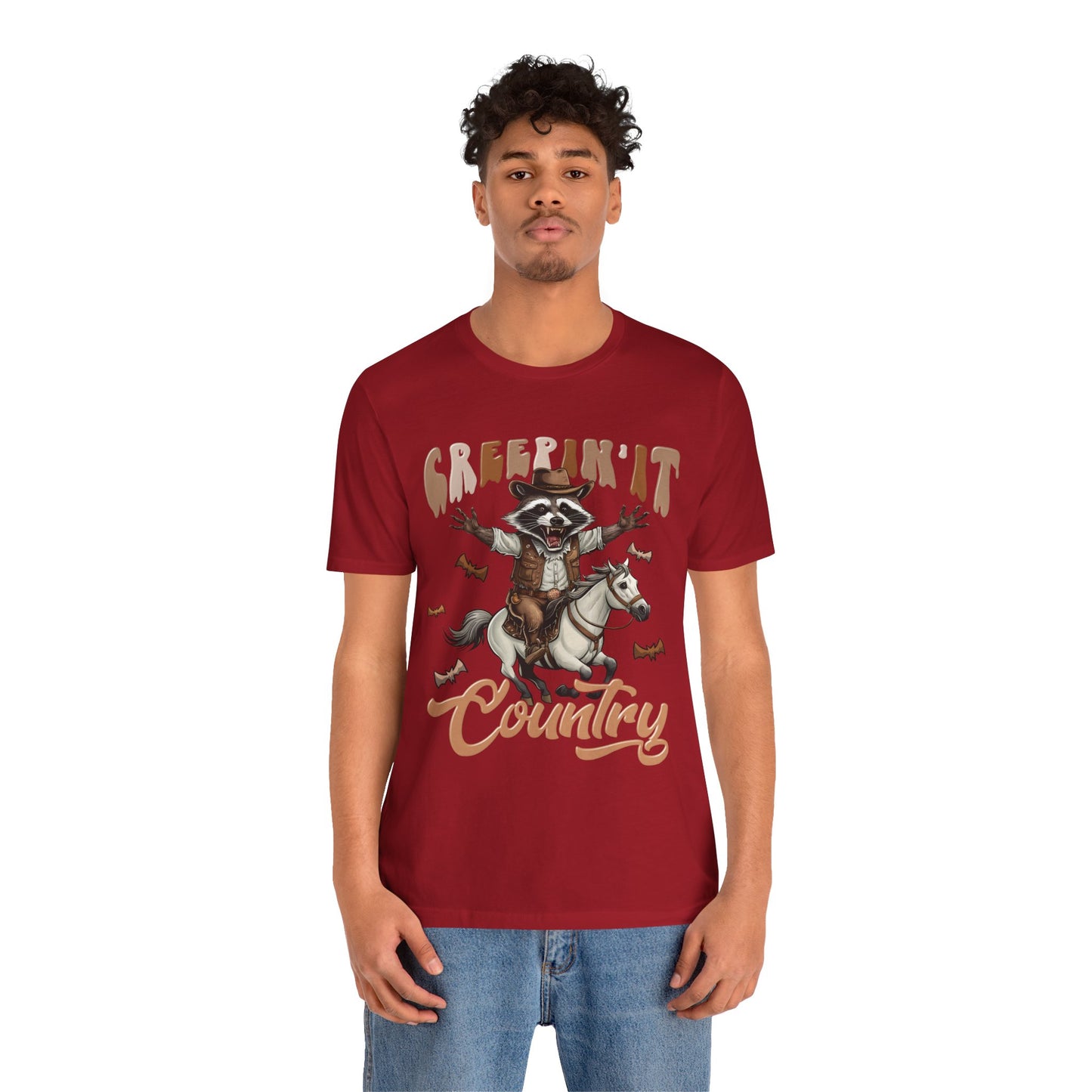 Creepin It Country Creepy Raccoon Halloween Horse Ride Howdy T-Shirt