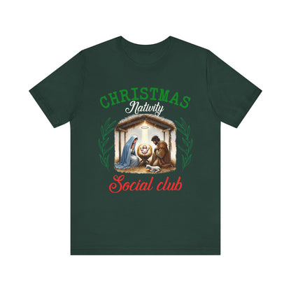 Christmas Nativity Social Club Shirt – Christian Nativity Scene Holiday Tee