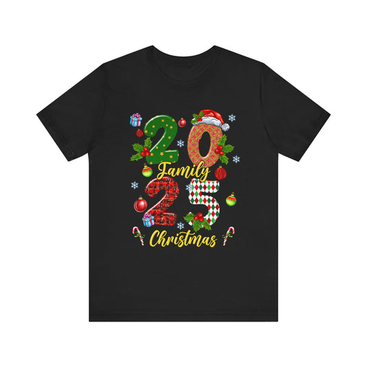 2025 Family Christmas Shirt – Red Plaid Santa Hat Matching Holiday Tee