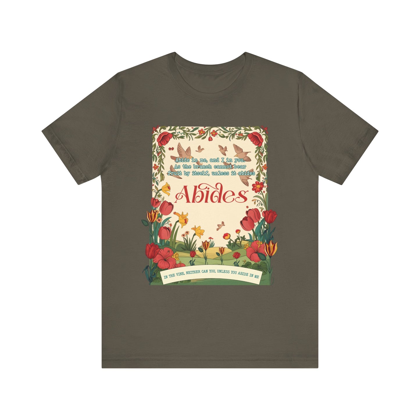 Abide in Me Shirt – Christian John 15:4 Bible Verse Floral Faith Graphic Tee
