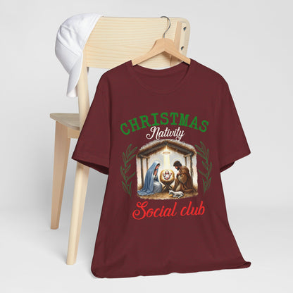 Christmas Nativity Social Club Shirt – Christian Nativity Scene Faith Holiday Tee