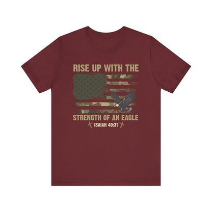 Rise Up with Strength Eagle Shirt – Isaiah 40:31 USA Flag Patriotic Christian Tee