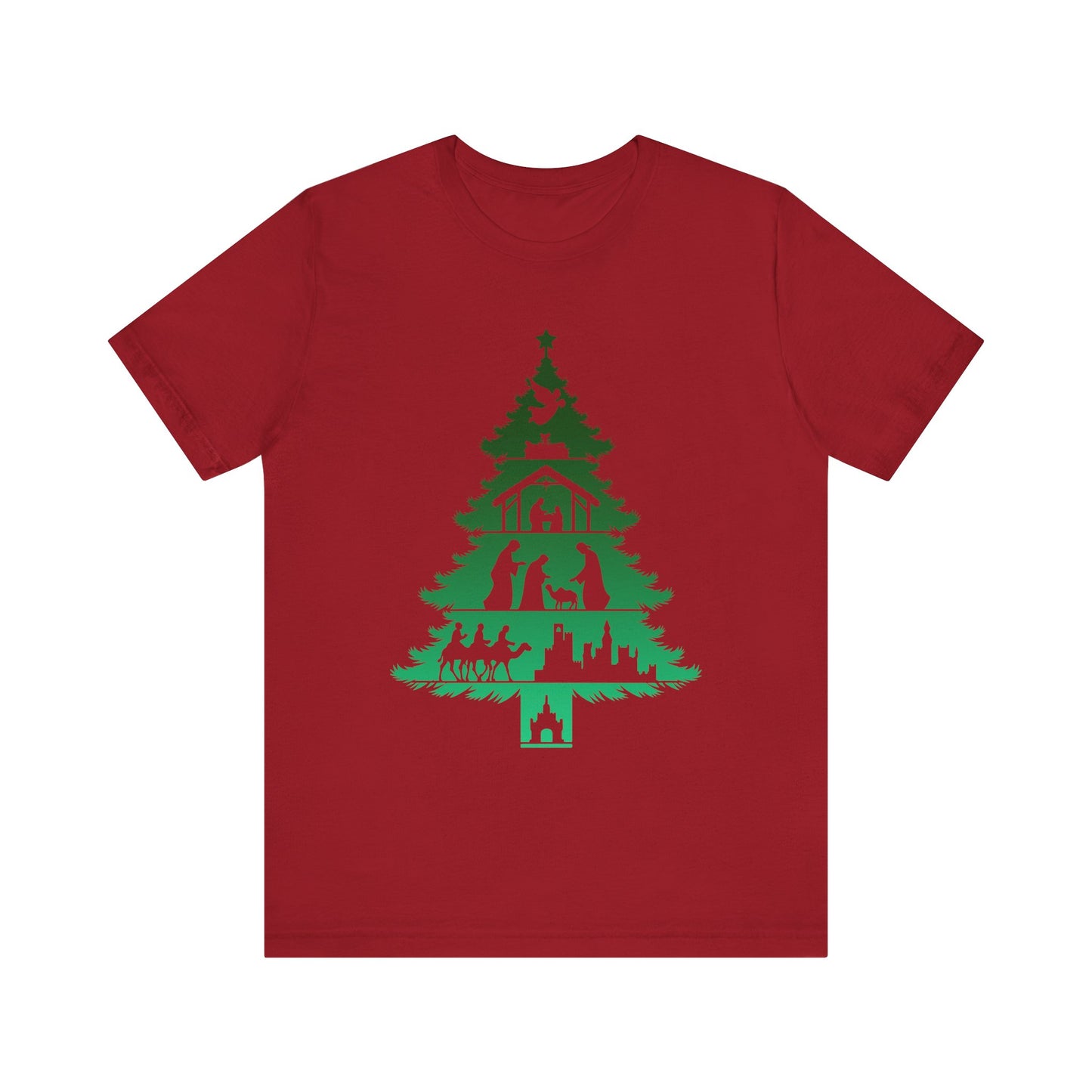 Nativity Christmas Tree Shirt – Christian Faith Holiday Pajama Top Tee