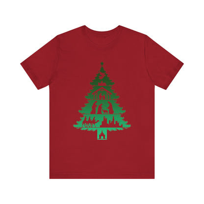 Nativity Christmas Tree Shirt – Christian Faith Holiday Pajama Top Tee