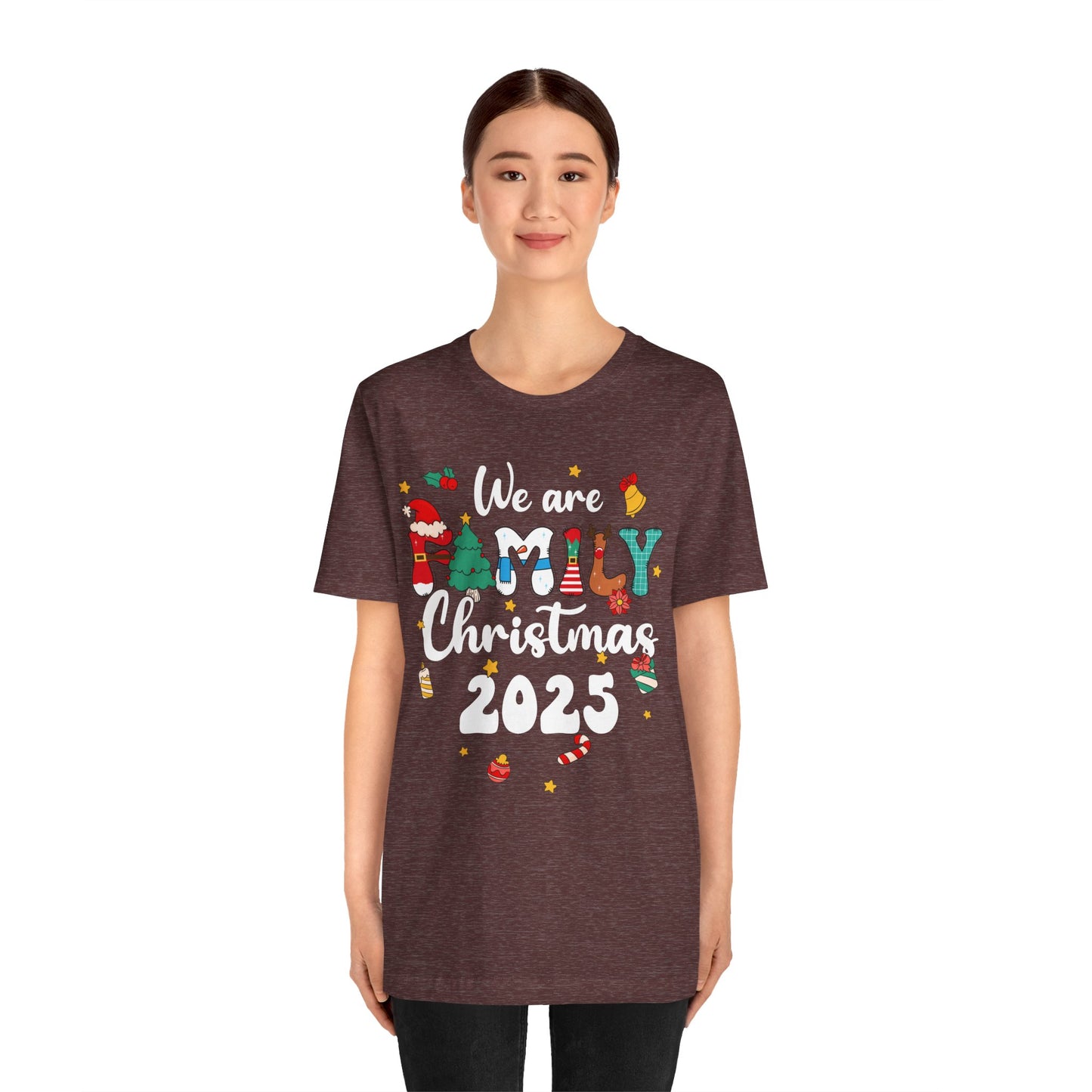 We Are Family Christmas 2025 Shirt – Groovy Snowman & Xmas Tree Matching Tee