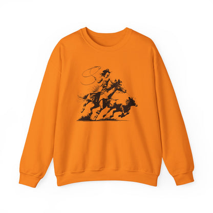 Cowgirl Roping Calf Sweatshirt – Western Horse Rodeo Racing Farm Pullover