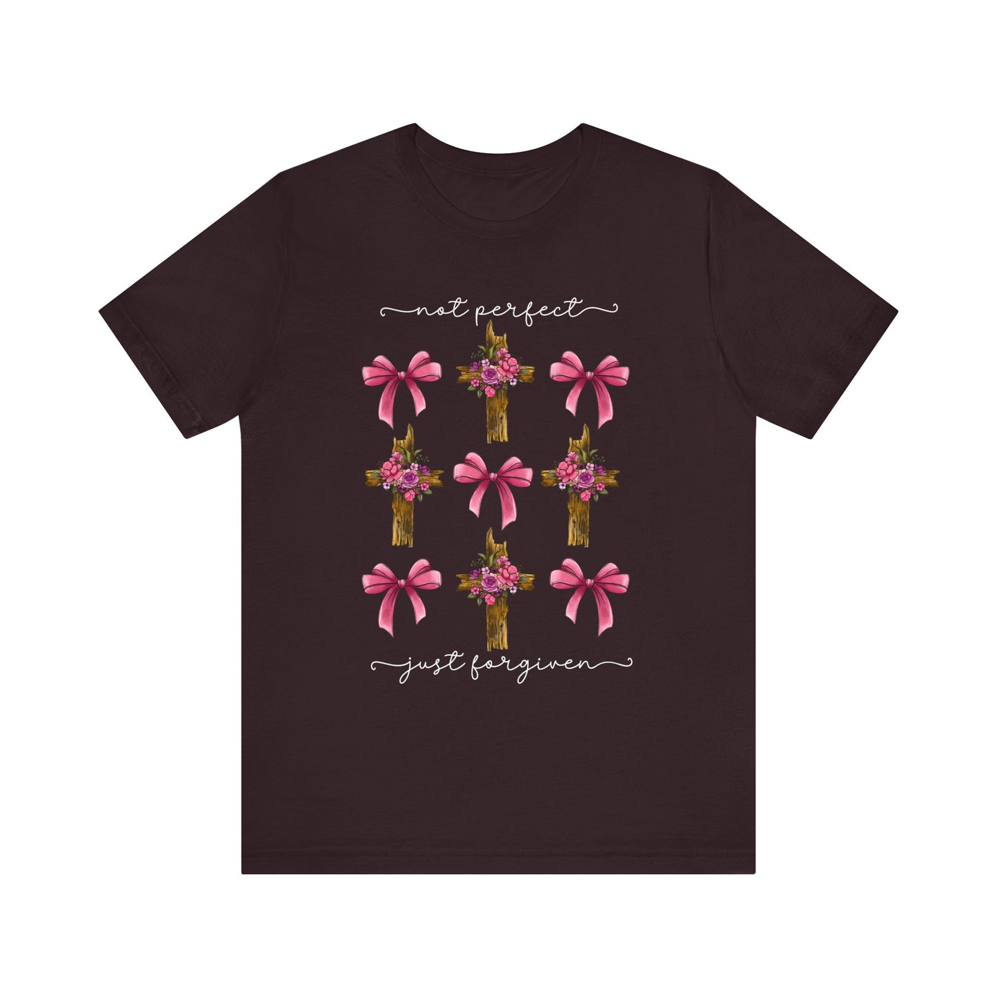 Not Perfect Just Given Shirt – Christian Coquette Bow Cross Faith Tee