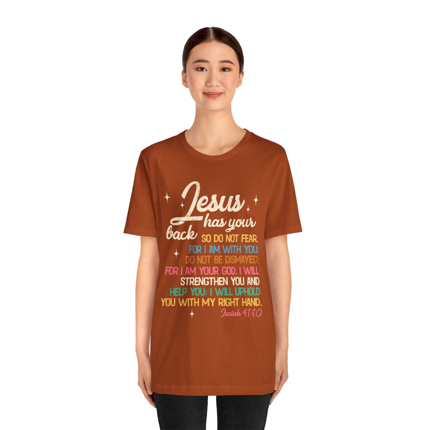 Jesus Has Your Back Shirt – Christian Bible Verse Encouraging Faith Scripture Tee