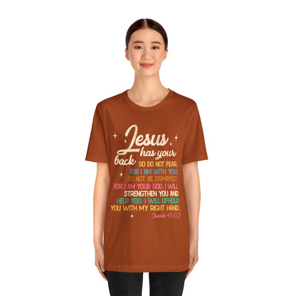 Jesus Has Your Back Shirt – Christian Bible Verse Encouraging Faith Scripture Tee
