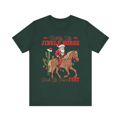 Giddy Up Jingle Horse Shirt – Retro Howdy Christmas Western Cowboy Holiday Tee