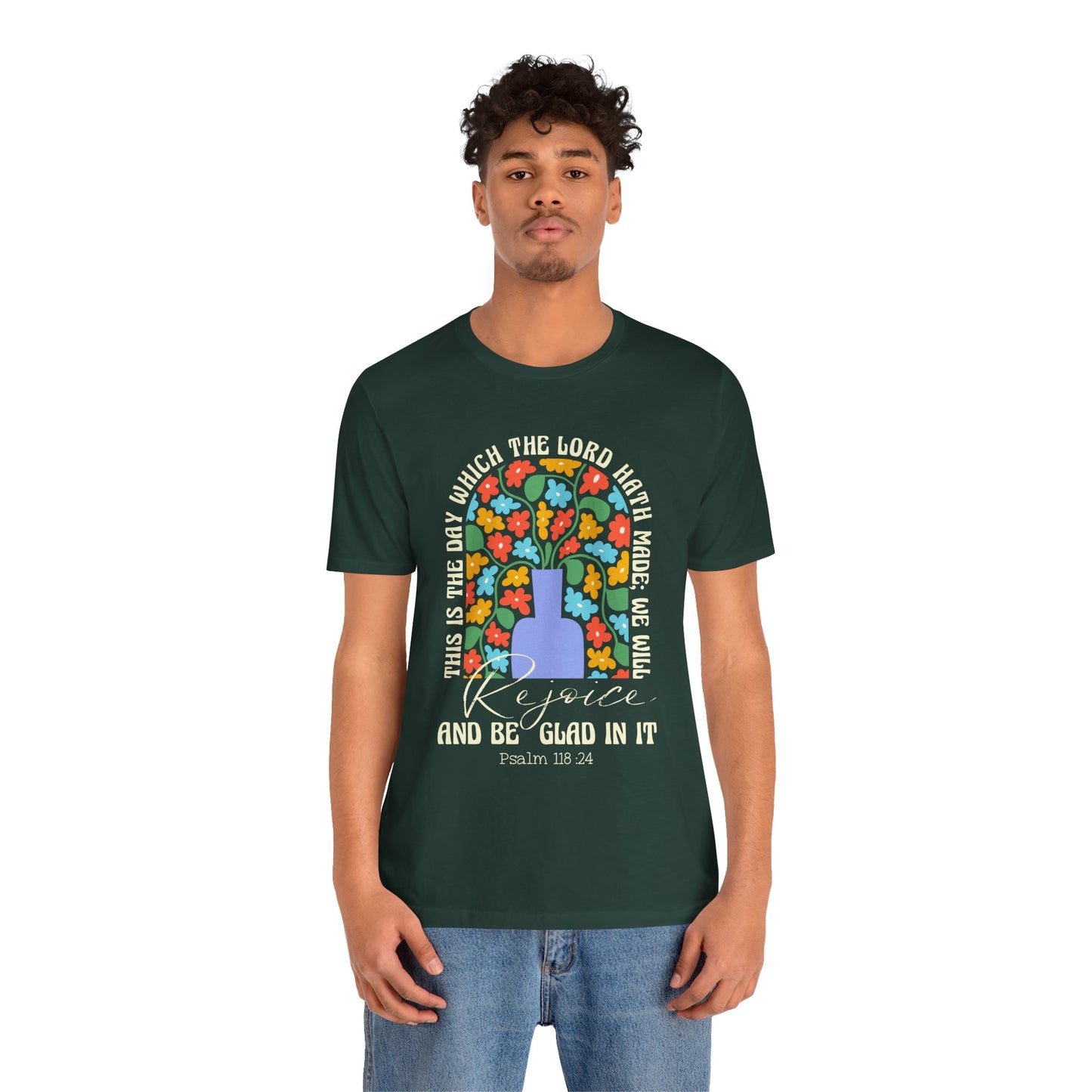 Rejoice and Be Glad In It Shirt – Boho Floral Christian Psalm 118:24 Faith Tee