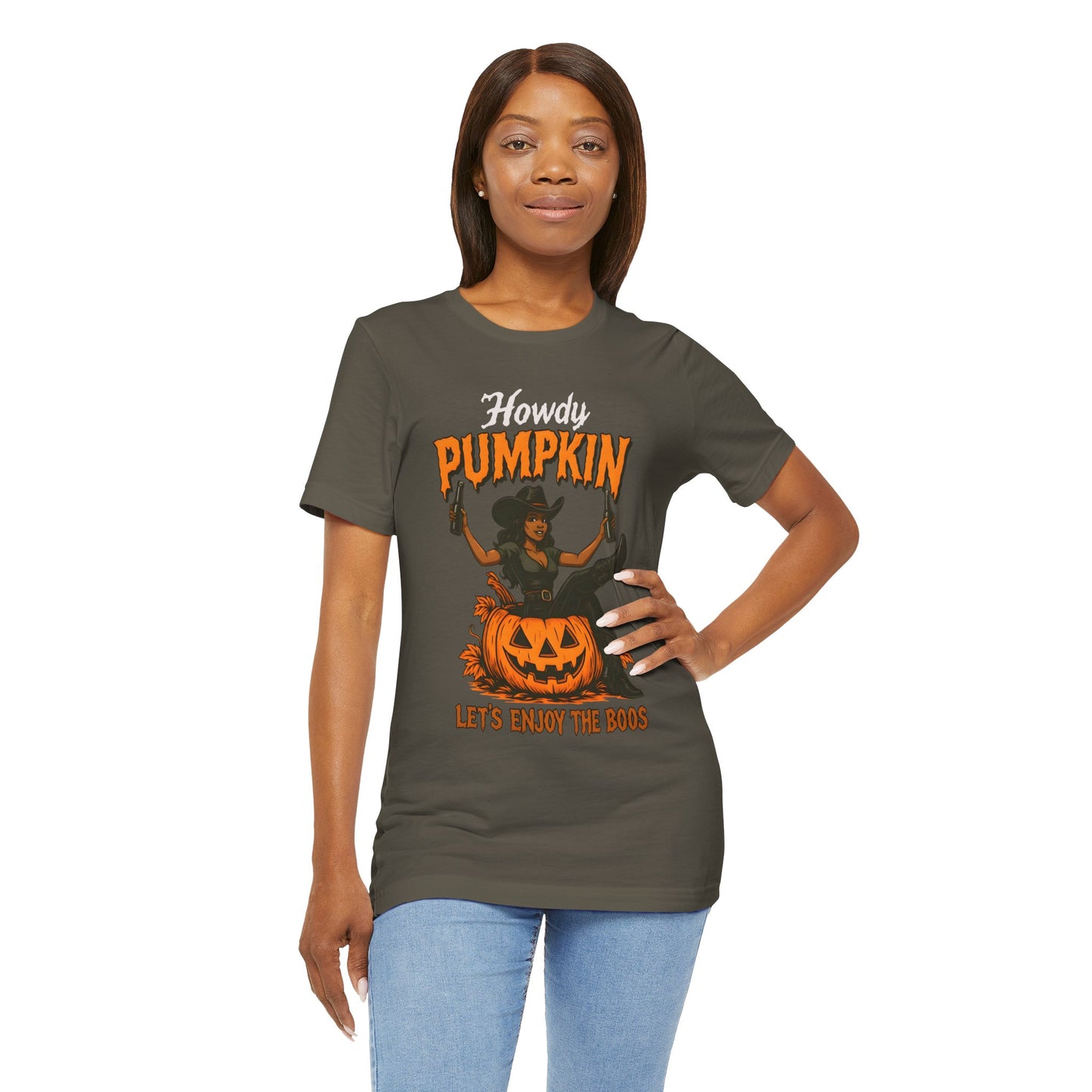 Howdy Pumpkin Shirt – Funny Black Cowgirl Western Halloween Tee