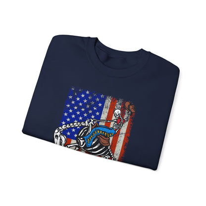 US Flag Skeleton Cowboy Sweatshirt – Western Horse Rodeo Country Pullover