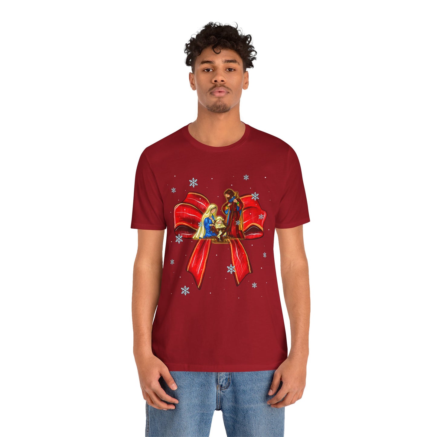 Nativity Scene Christmas Shirt – Coquette Bow Faith Holiday Pajama Tee